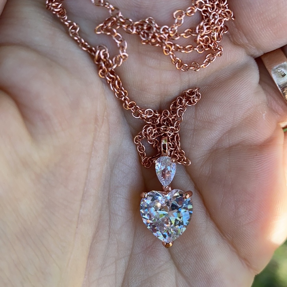 NEW 14k rose gold plated diamond necklace - Picture 5 of 6
